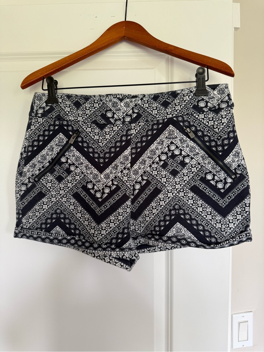 Hollister Black and White Printed Bandana Shorts